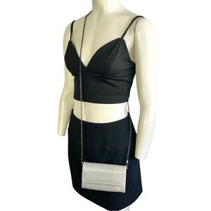 MATT & NATT GREY CROSSBODY BAG METALLIC STRAP VEGAN LEATHER SMALL  SHOULDER BAG